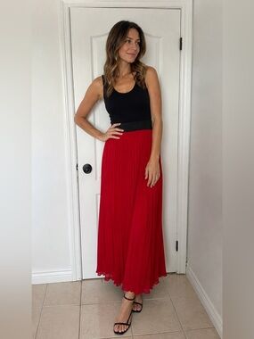 Charming Charlie Black & Red Pleated Maxi Dress